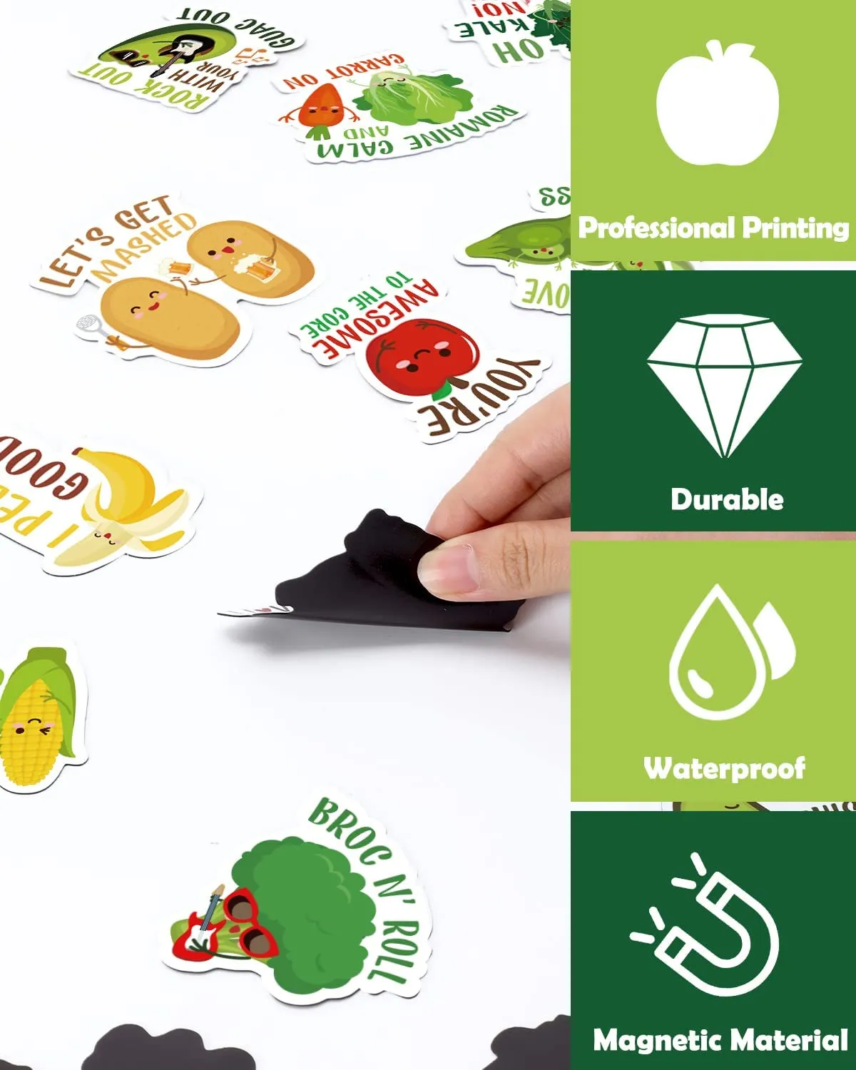 16PCS Funny Fridge Magnets Veggie and Fruit Puns Cute Magnets Vegetables Refrigerator Magnets Vegan Decorative Magnets Fun Magnets for Fridge Office School Whiteboard Magnet Stickers for Adult