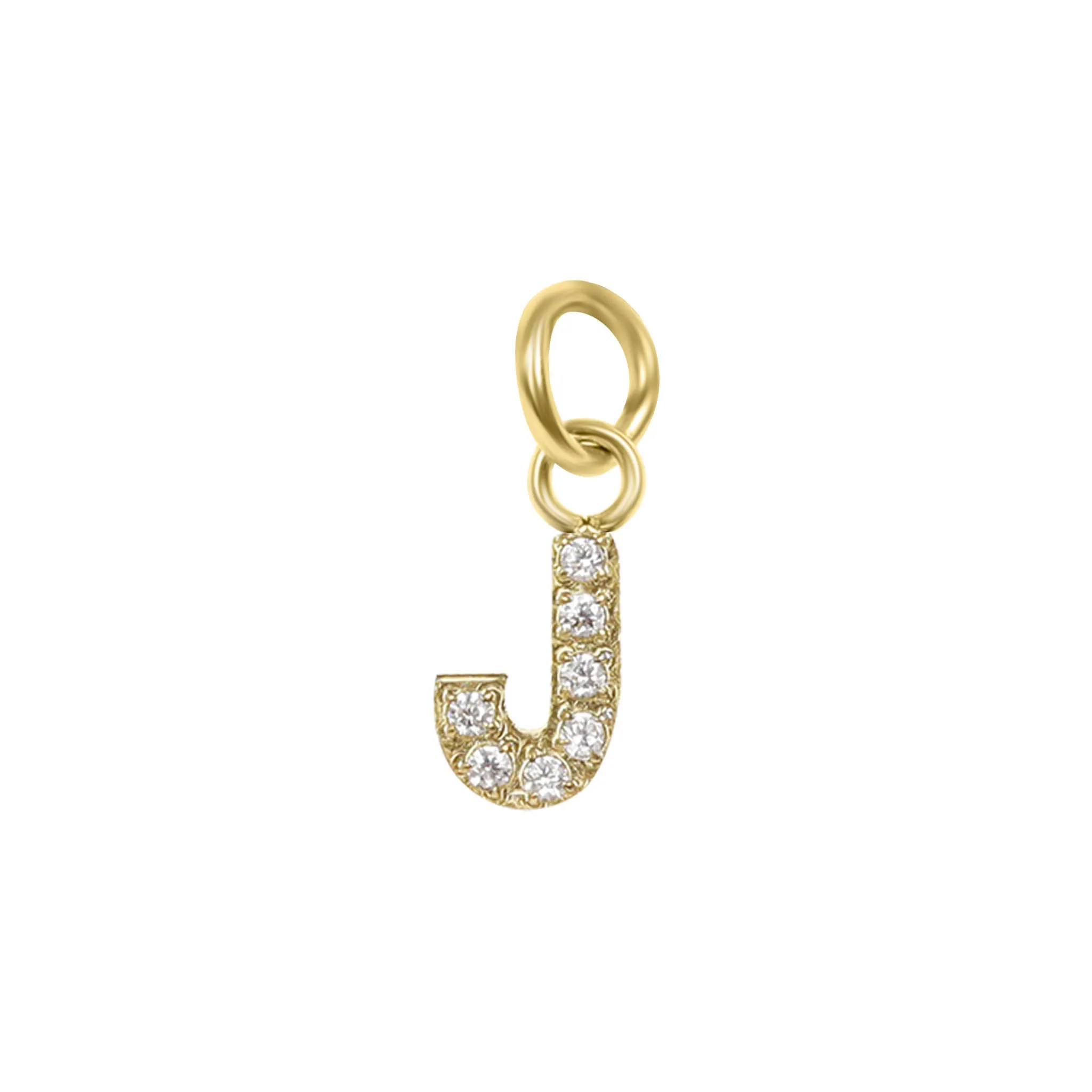 18k Gold PVD Coated Stainless Steel Pave Set CZ Initial Letter Charms / PDC9021