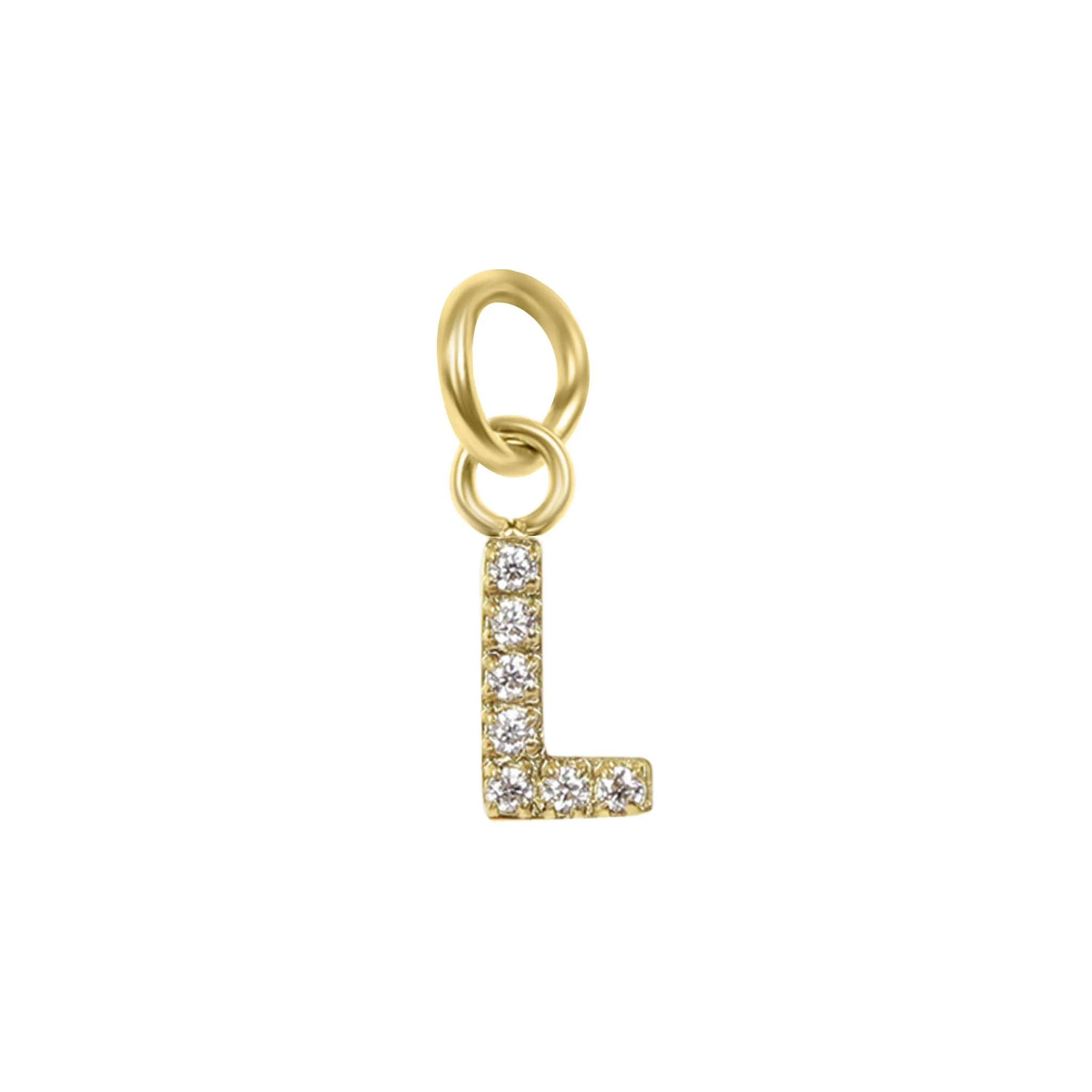 18k Gold PVD Coated Stainless Steel Pave Set CZ Initial Letter Charms / PDC9021