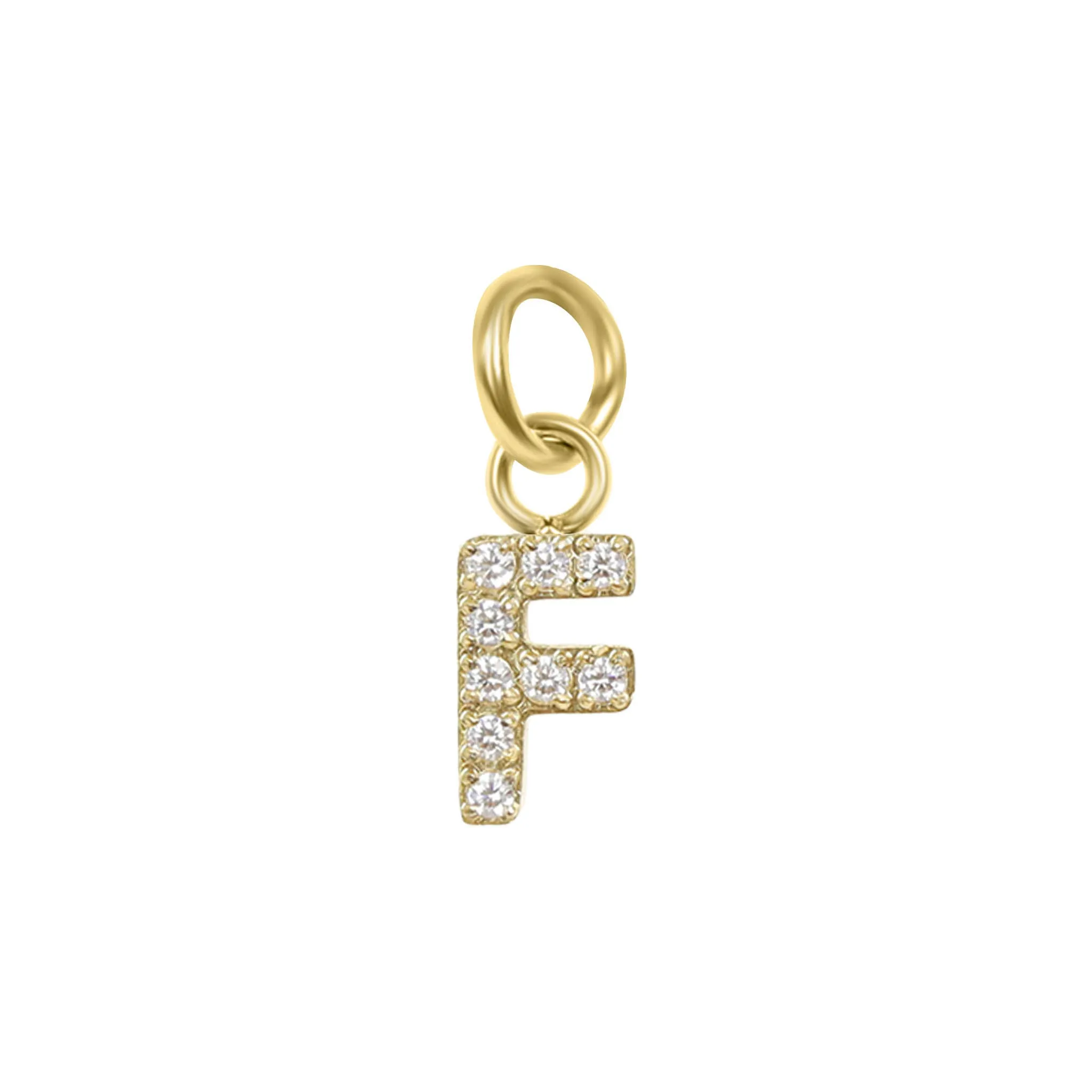 18k Gold PVD Coated Stainless Steel Pave Set CZ Initial Letter Charms / PDC9021