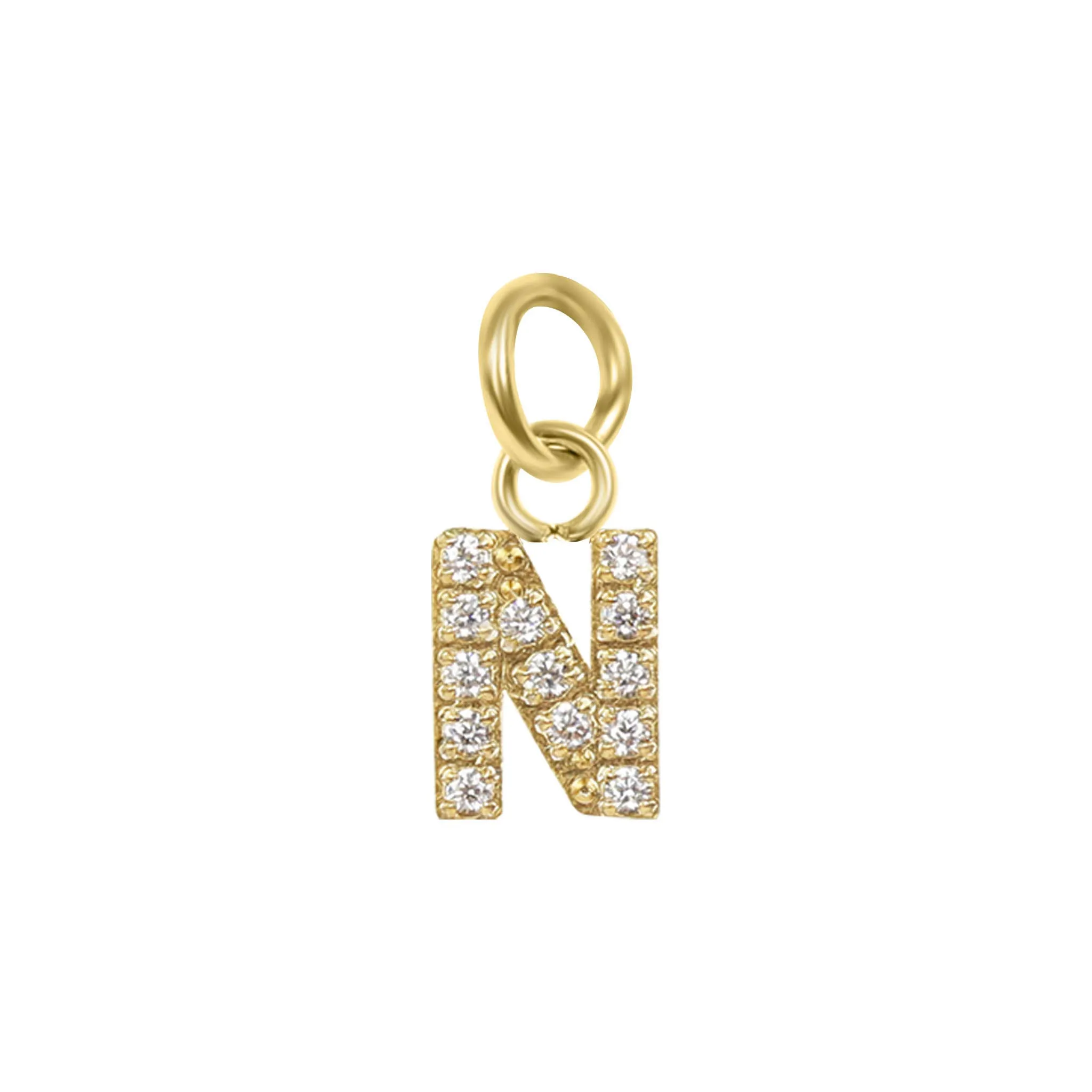 18k Gold PVD Coated Stainless Steel Pave Set CZ Initial Letter Charms / PDC9021