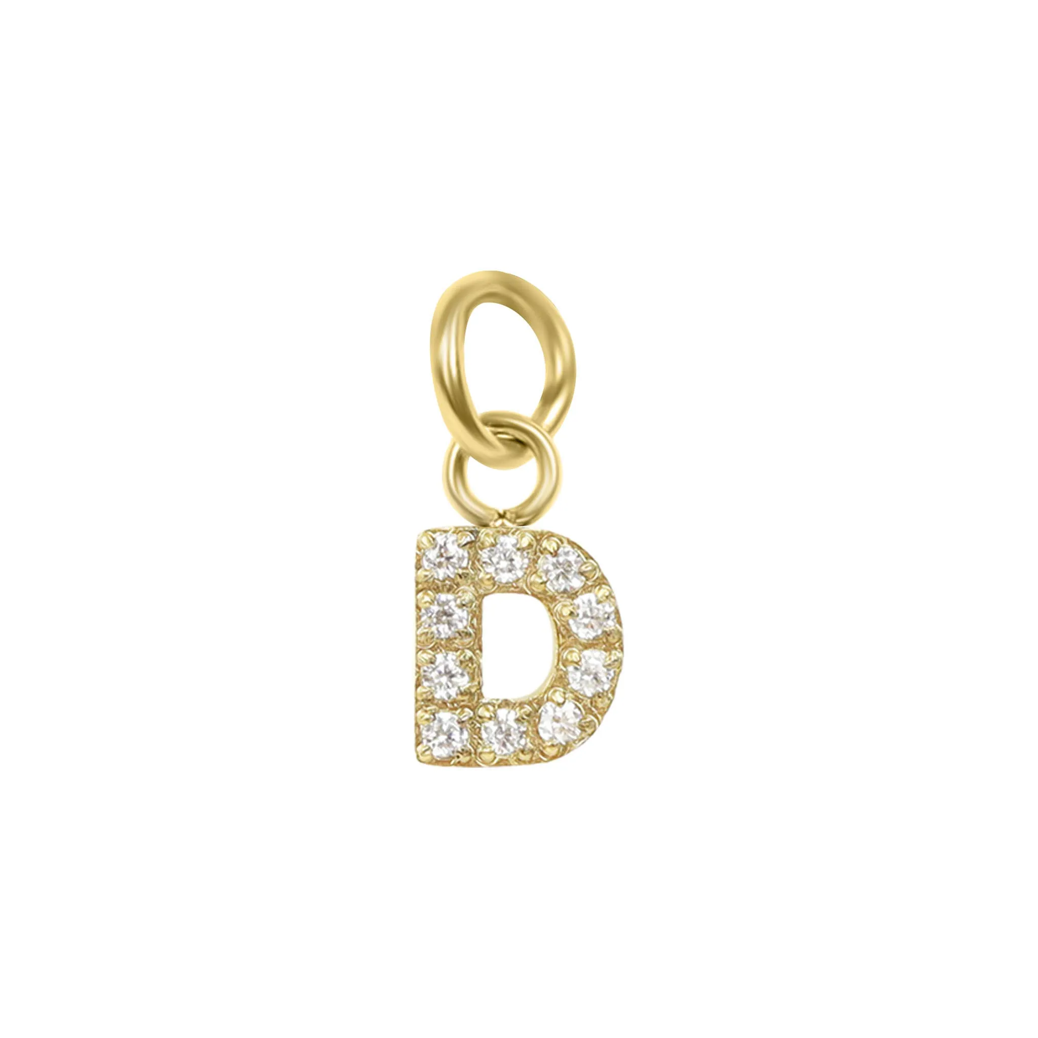 18k Gold PVD Coated Stainless Steel Pave Set CZ Initial Letter Charms / PDC9021