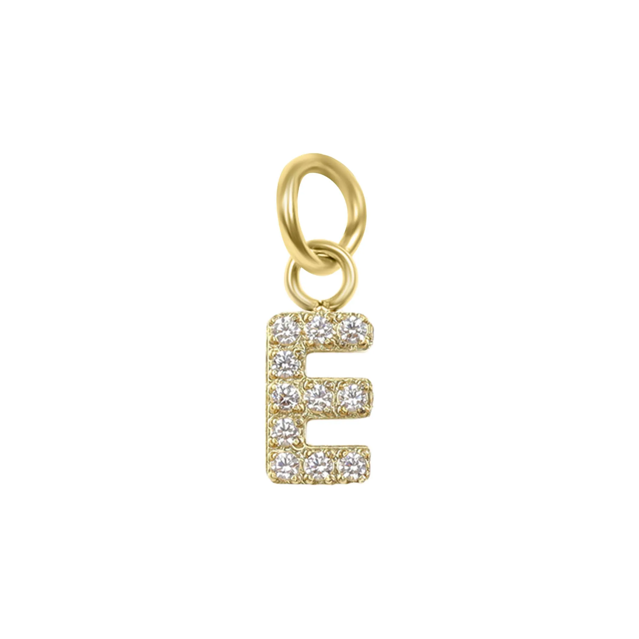 18k Gold PVD Coated Stainless Steel Pave Set CZ Initial Letter Charms / PDC9021