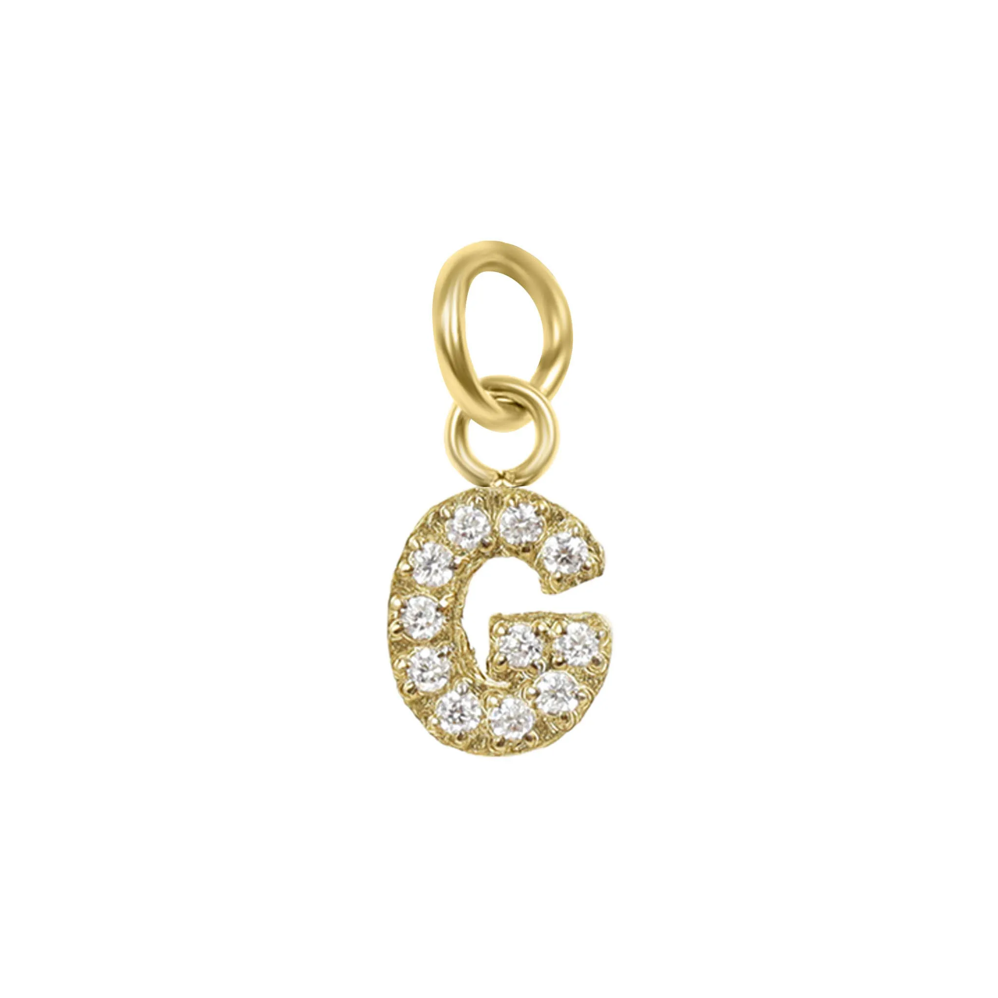 18k Gold PVD Coated Stainless Steel Pave Set CZ Initial Letter Charms / PDC9021