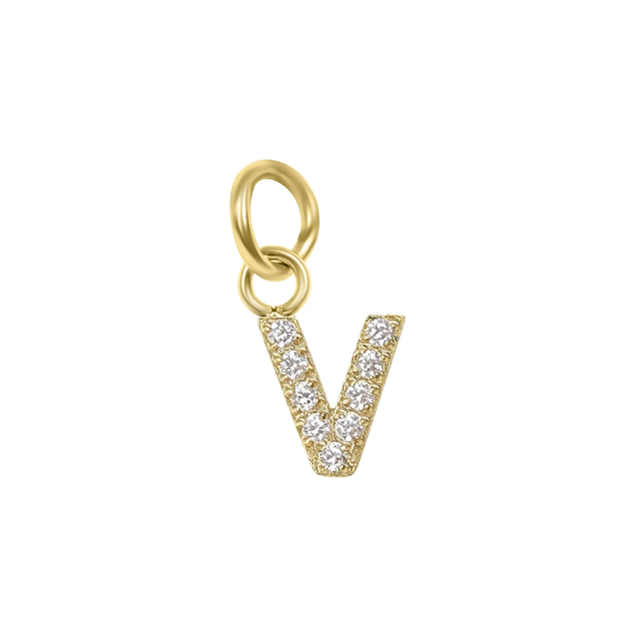 18k Gold PVD Coated Stainless Steel Pave Set CZ Initial Letter Charms / PDC9021