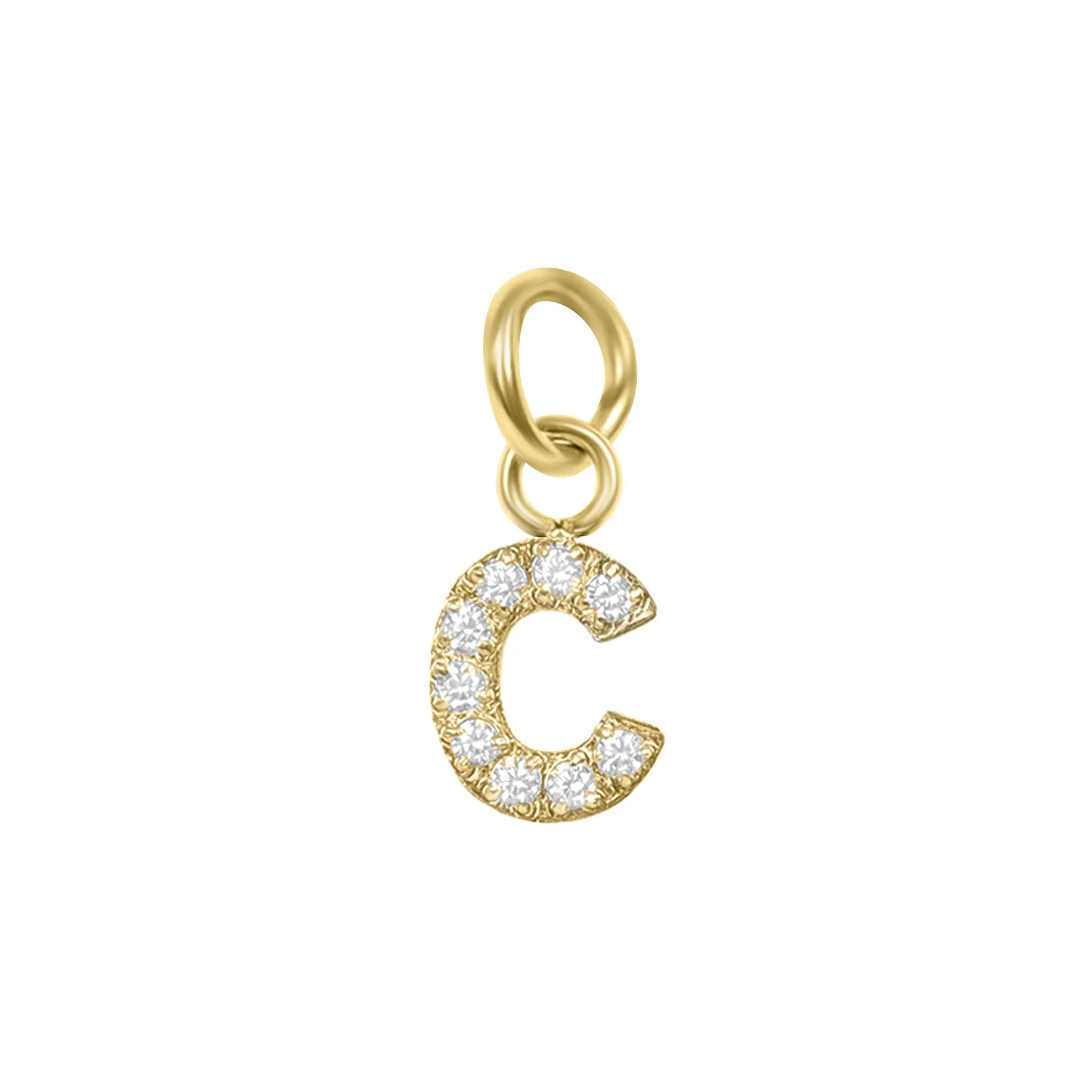 18k Gold PVD Coated Stainless Steel Pave Set CZ Initial Letter Charms / PDC9021