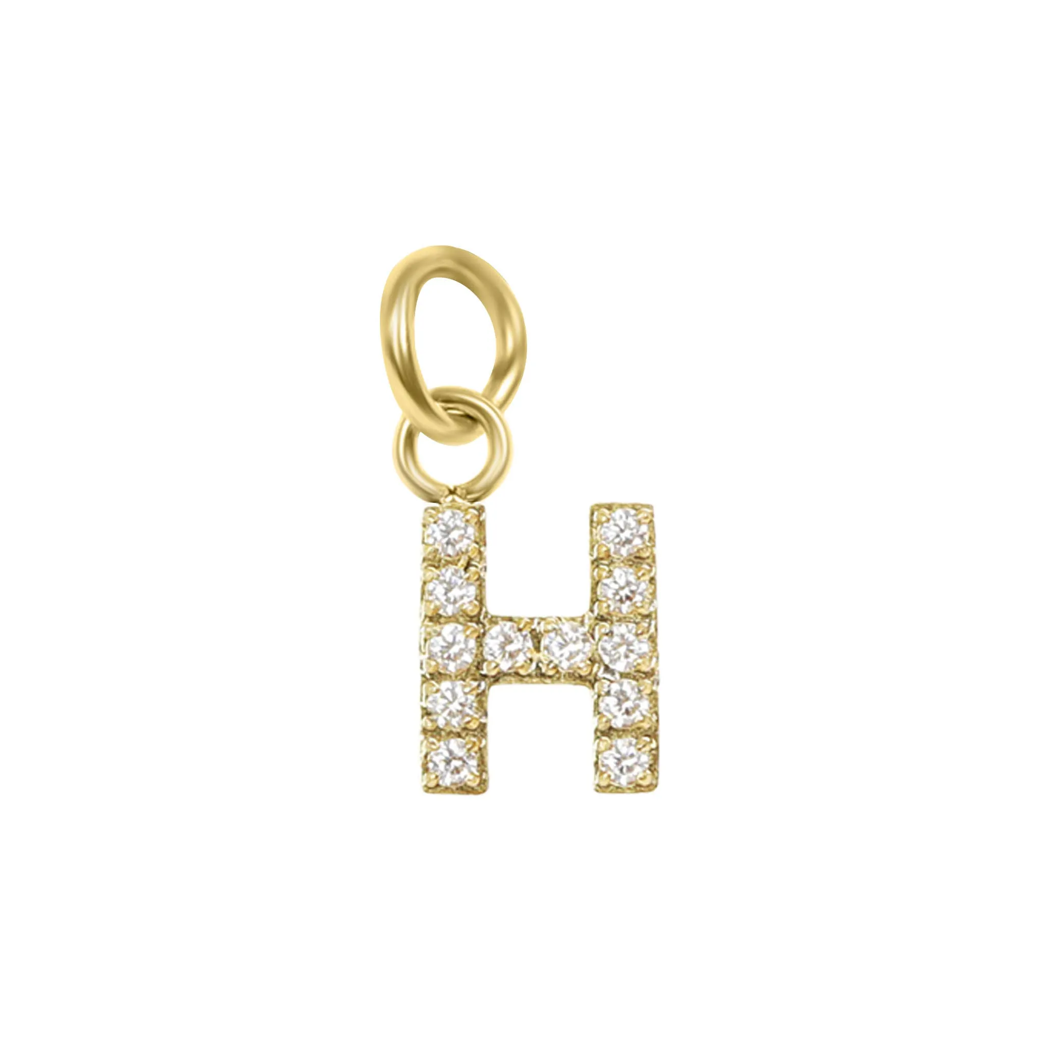 18k Gold PVD Coated Stainless Steel Pave Set CZ Initial Letter Charms / PDC9021