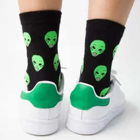 1Pair Fashion Unisex Cartoon Cat Art Funny Alien Planet Comfortable Autumn Winter Creative Warm Cotton Halloween Party Socks