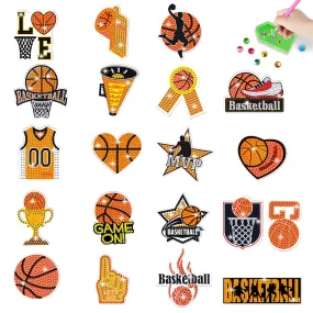 2 PCS Basketball Round Diamond Painting Magnet Refrigerator for Fridge Car Decor