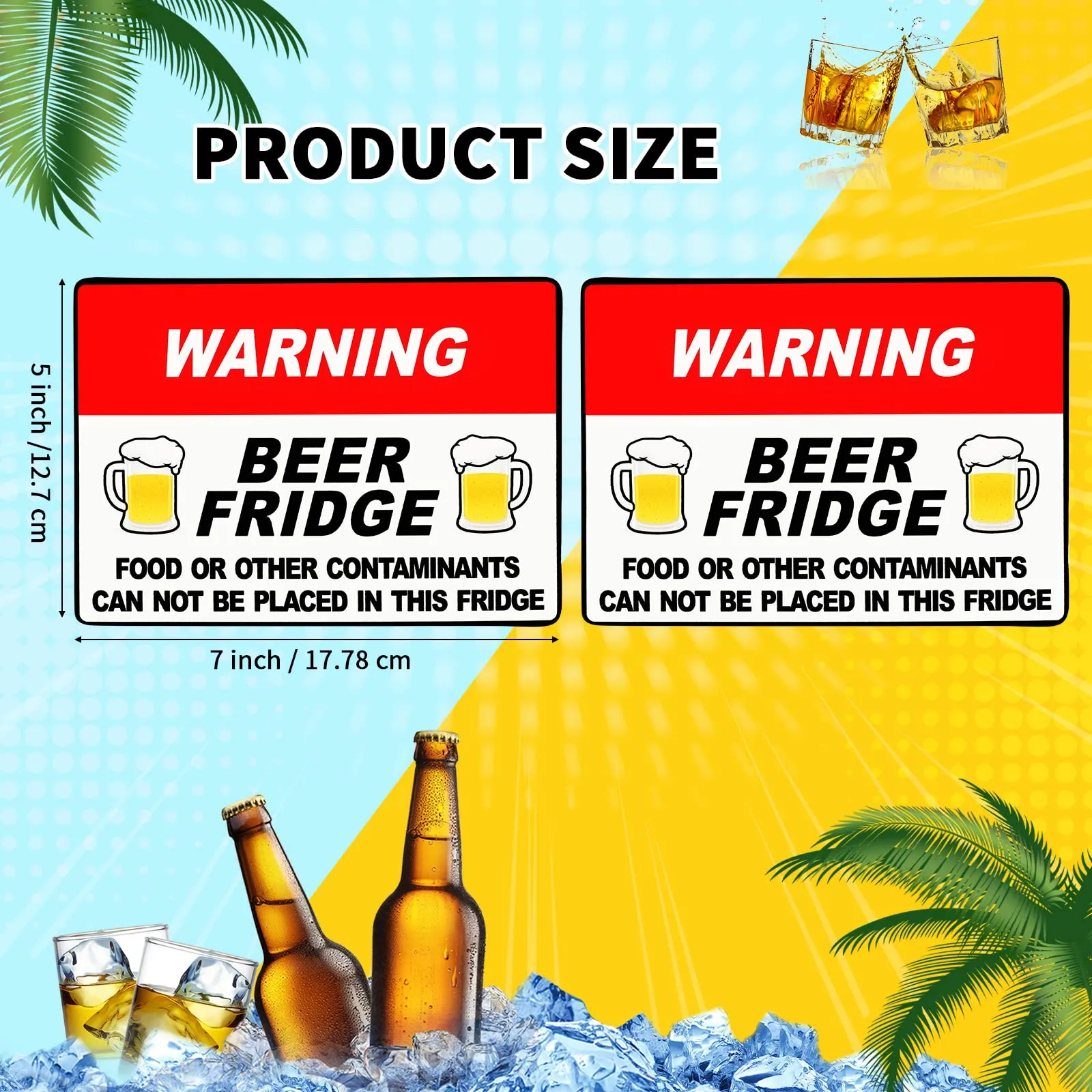 2 Pieces Warning Beer Fridge Magnet 5 x 7 Inch Beer Stickers Magnet Stickers Funny Magnets for Fridge Stickers Food or Other Contaminants Can Not Be Placed in This Fridge Brewery Decals for Men Car