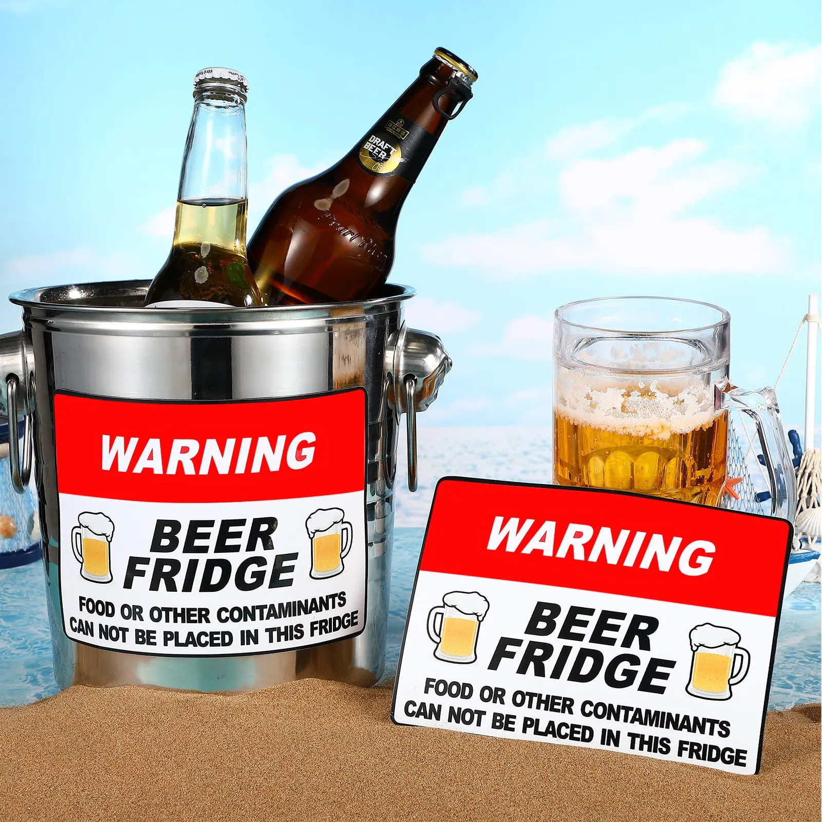 2 Pieces Warning Beer Fridge Magnet 5 x 7 Inch Beer Stickers Magnet Stickers Funny Magnets for Fridge Stickers Food or Other Contaminants Can Not Be Placed in This Fridge Brewery Decals for Men Car