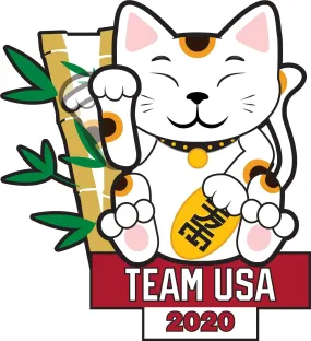 2020 Summer Olympics Tokyo Japan "Team USA" Lucky Cat Lapel Pin (Moving Paw)