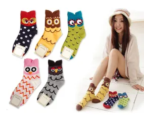 5 Pairs Creative Cute Animal Owl Cartoon Socks