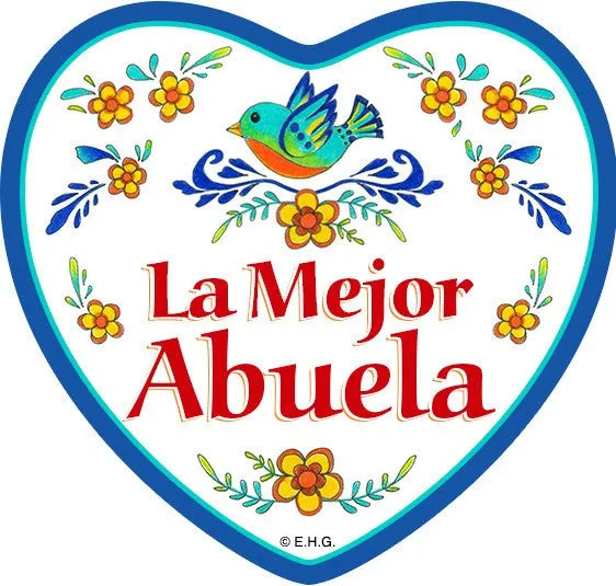 Abuela Gift "La Mejor Abuela" Heart Magnet Tile