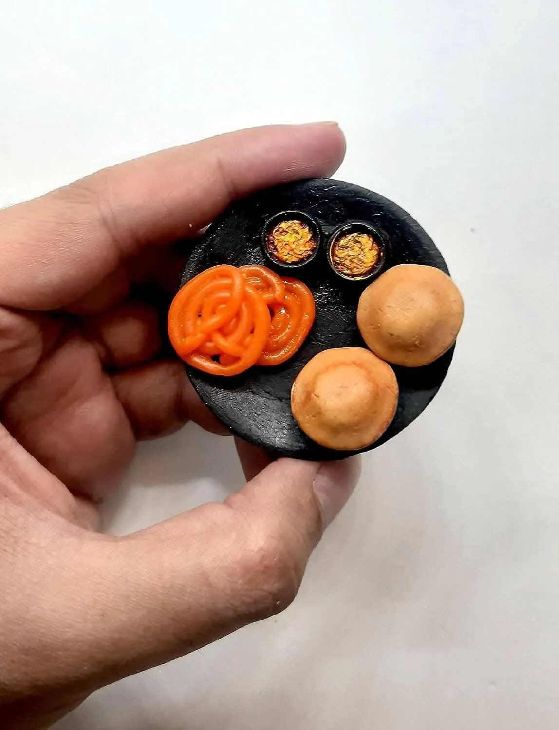 Aloo Puri and Jalebi Plate Miniature Food Fridge Magnet