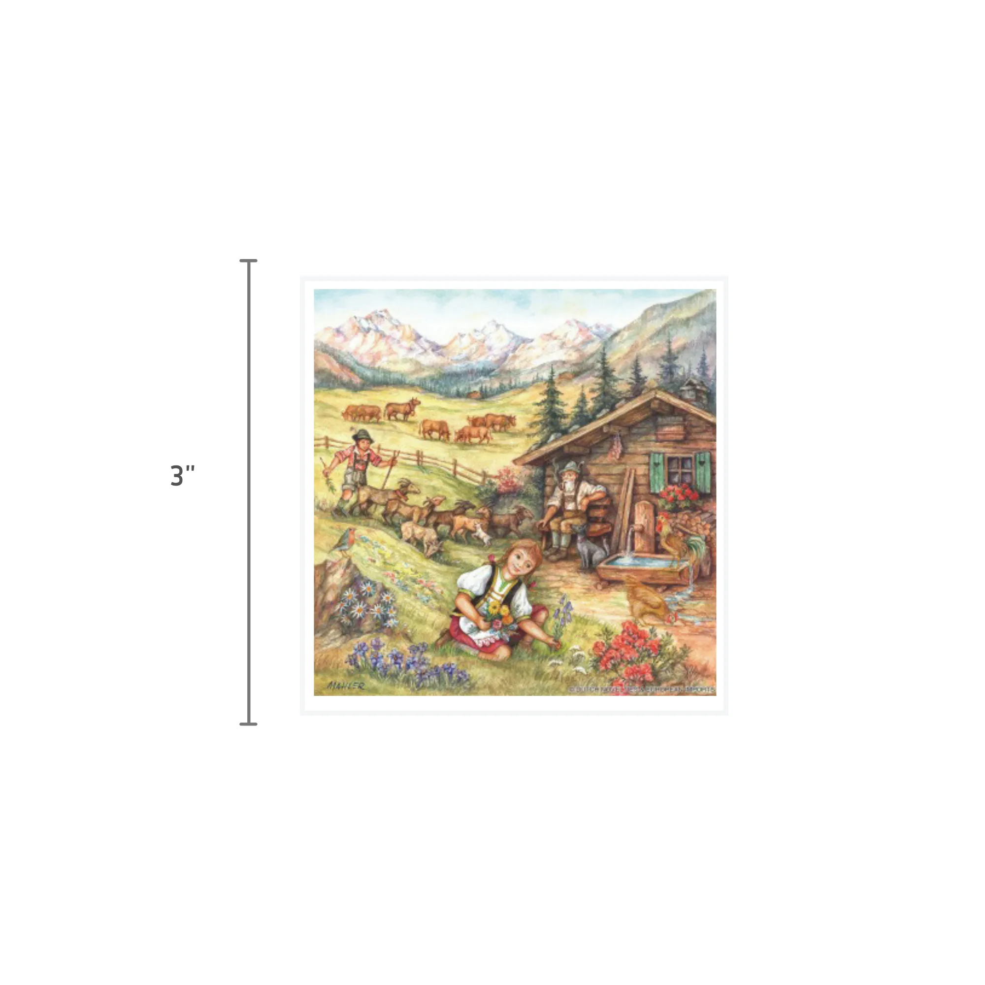 Alpine Heidi Scene German Gift Magnet Tile