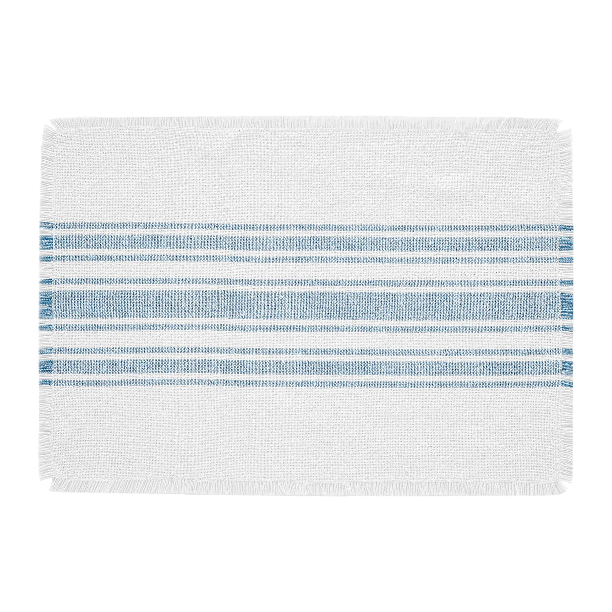 Antique White Stripe Blue Indoor/Outdoor Placemat Set of 6 13x19