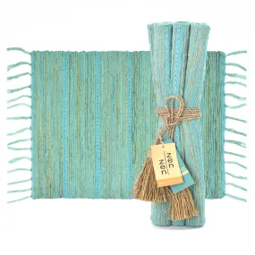 Aqua Stripe Vetiver Placemat, Set of 6