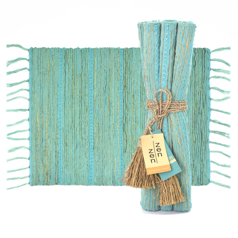 Aqua Stripe Vetiver Placemat, Set of 6