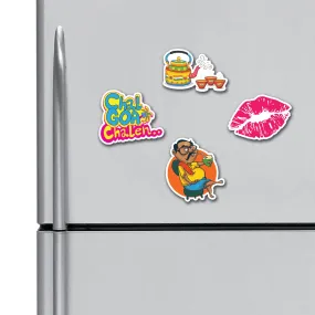 ASHVAH Chal Goa Chalen, Tea, Lips, South Indian Anna, HD Quality, Multipurpose Fridge Magnets Combo Gift for Kids, Magnetic Stickers for Refrigerator, Size 4 inches (Pack of 4)