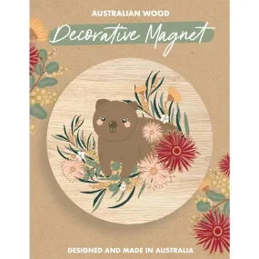 Australian Wooden Magnet - Wombat