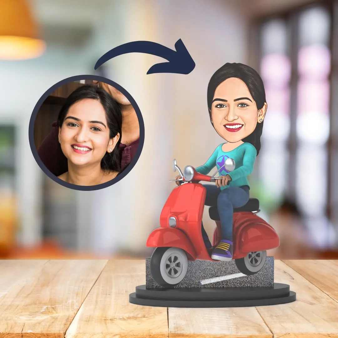 Avatar Studio Personalized Gift for Friends, Sister, Brother, BFF, Girlfriend, Boyfriend Character Caricature Photo Frame Unique Design Customized Gift for Friends & Family (Scooter Ride 2 Girl)