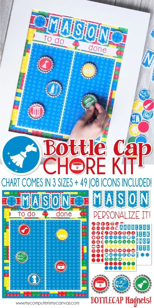 Bottle Cap Job Chart {Bright Bricks} PRINTABLE