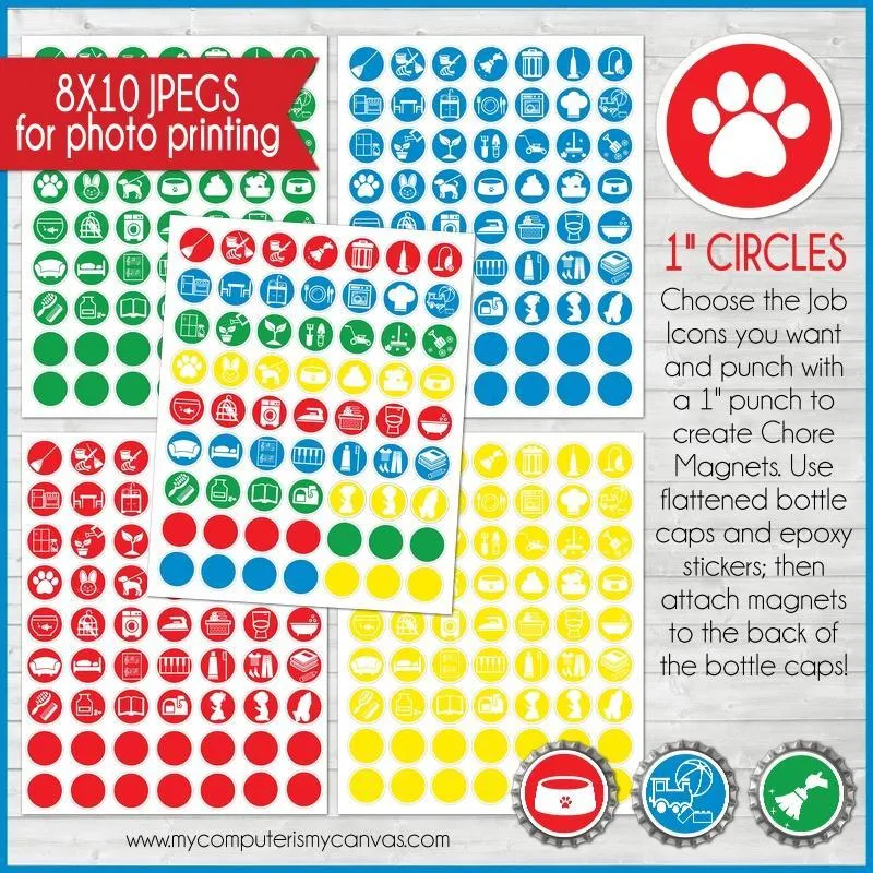 Bottle Cap Job Chart {Bright Bricks} PRINTABLE