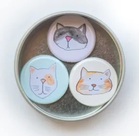 cats magnets for fridge, cat lover gift idea, cute cat magnets, cat magnet set one