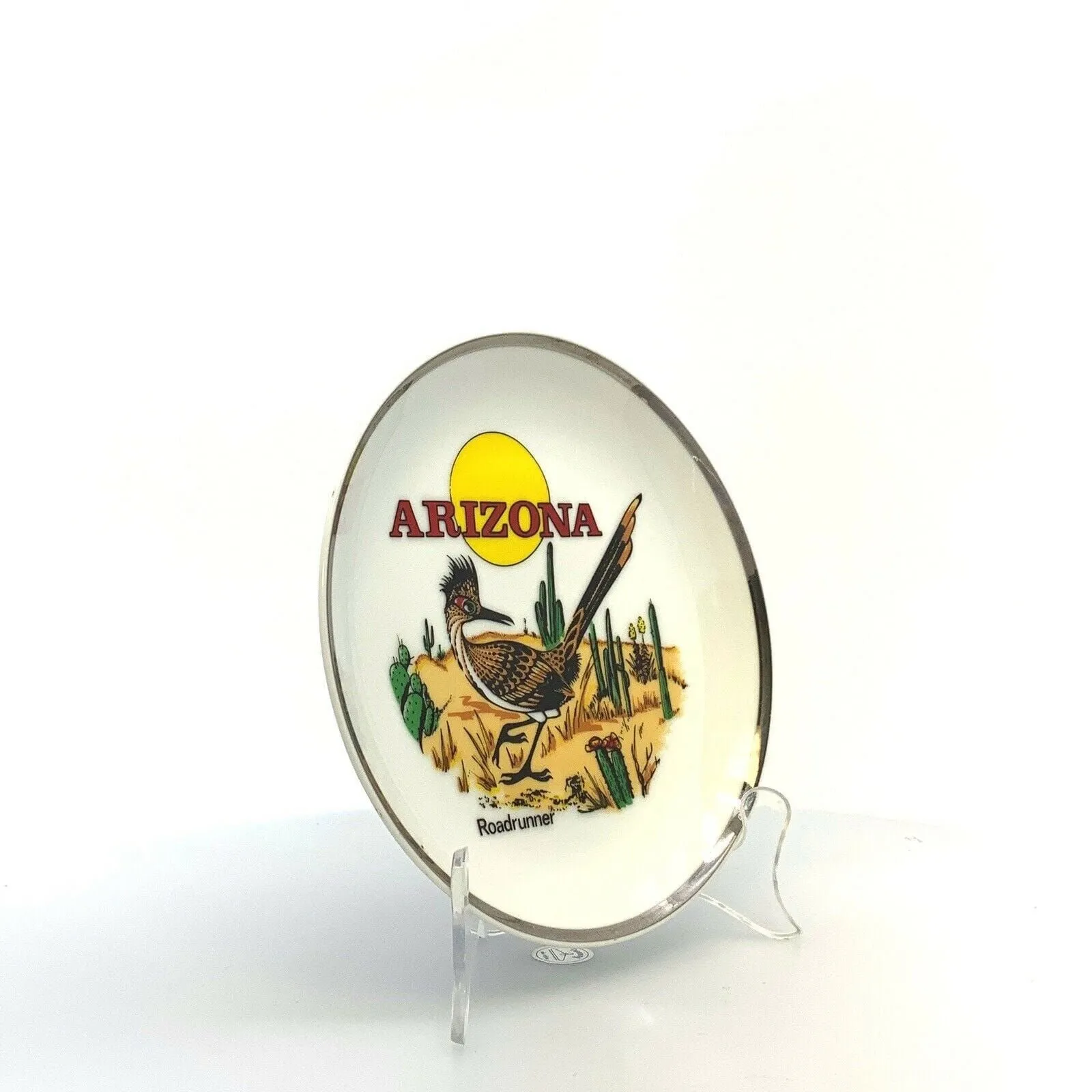 Charming Arizona State Souvenir Collectible Plate - 8" White Ceramic