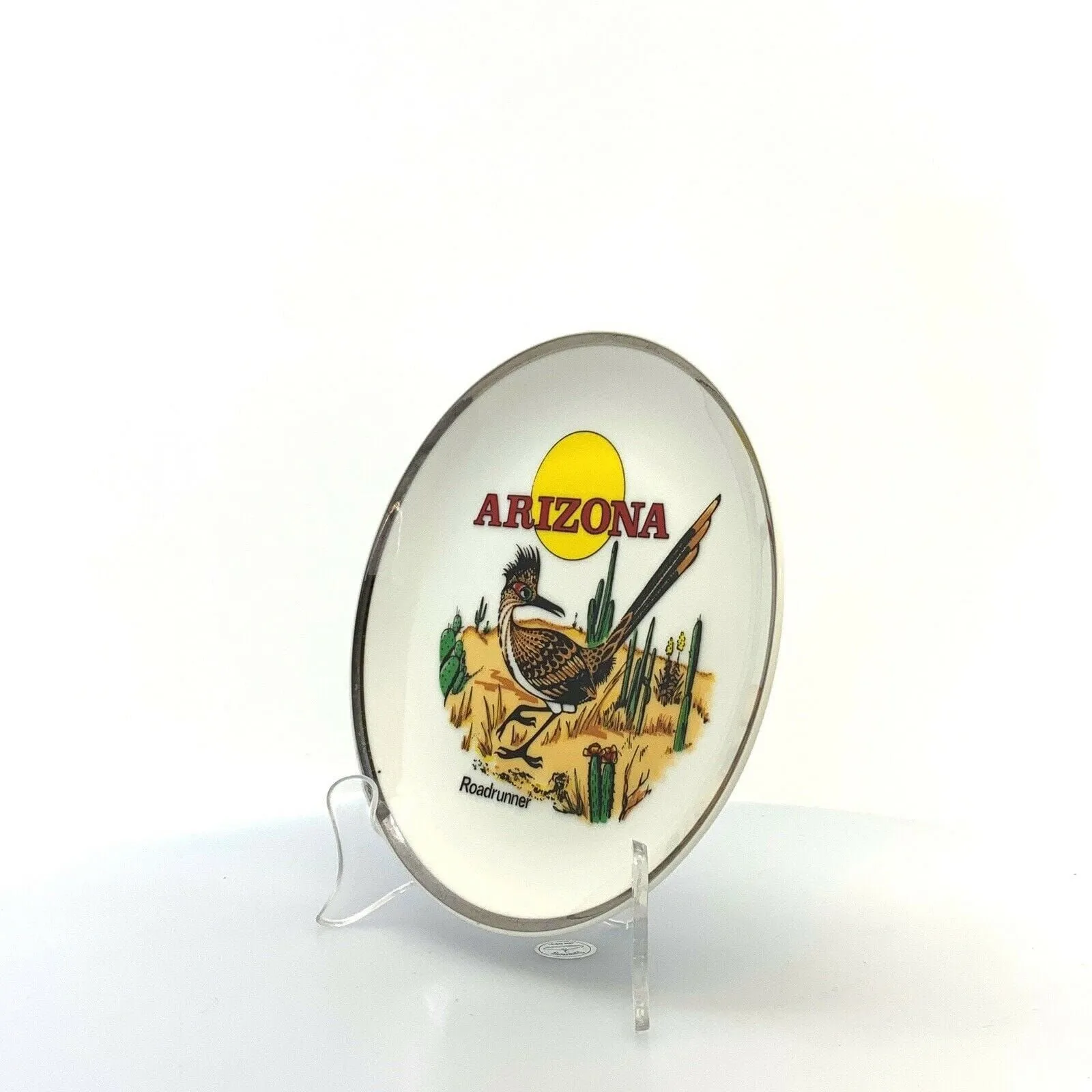 Charming Arizona State Souvenir Collectible Plate - 8" White Ceramic