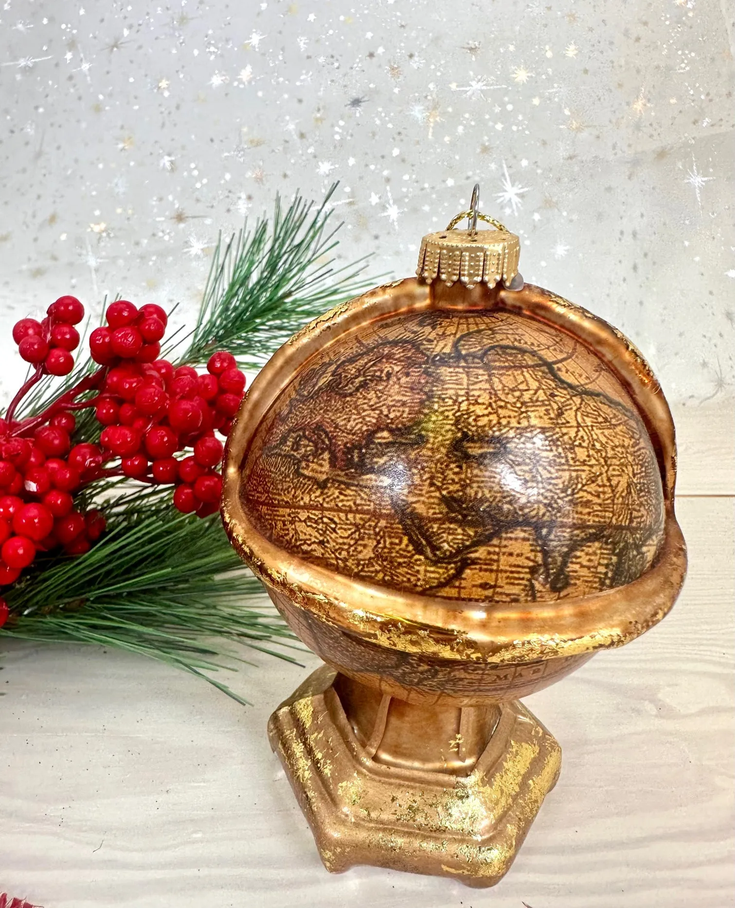 Christmas By Krebs Blown Glass  Collectible Tree Ornaments  (4.25" Old World Globe)