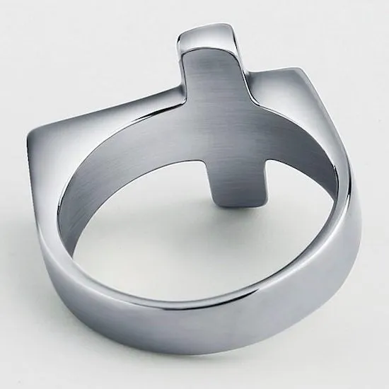 Classy Men Simple Silver Cross Ring