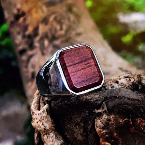 Classy Men Wood Signet Ring