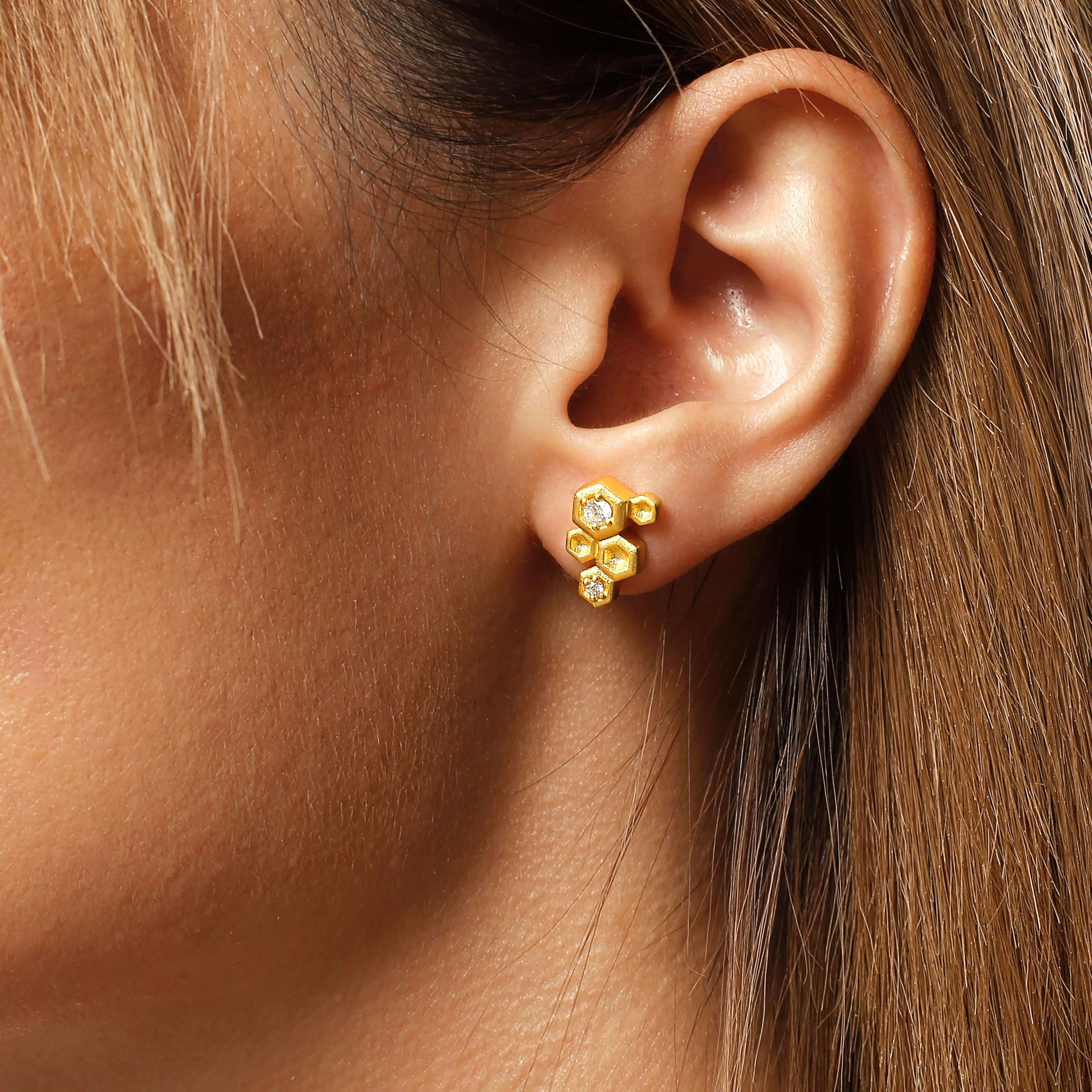 Cute Honeycomb With Honey Earrings Life With MaK’s Honeycomb Bee Kind Jewelry Collection