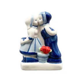 Delft Blue Kiss with Tulips Kitchen Magnet