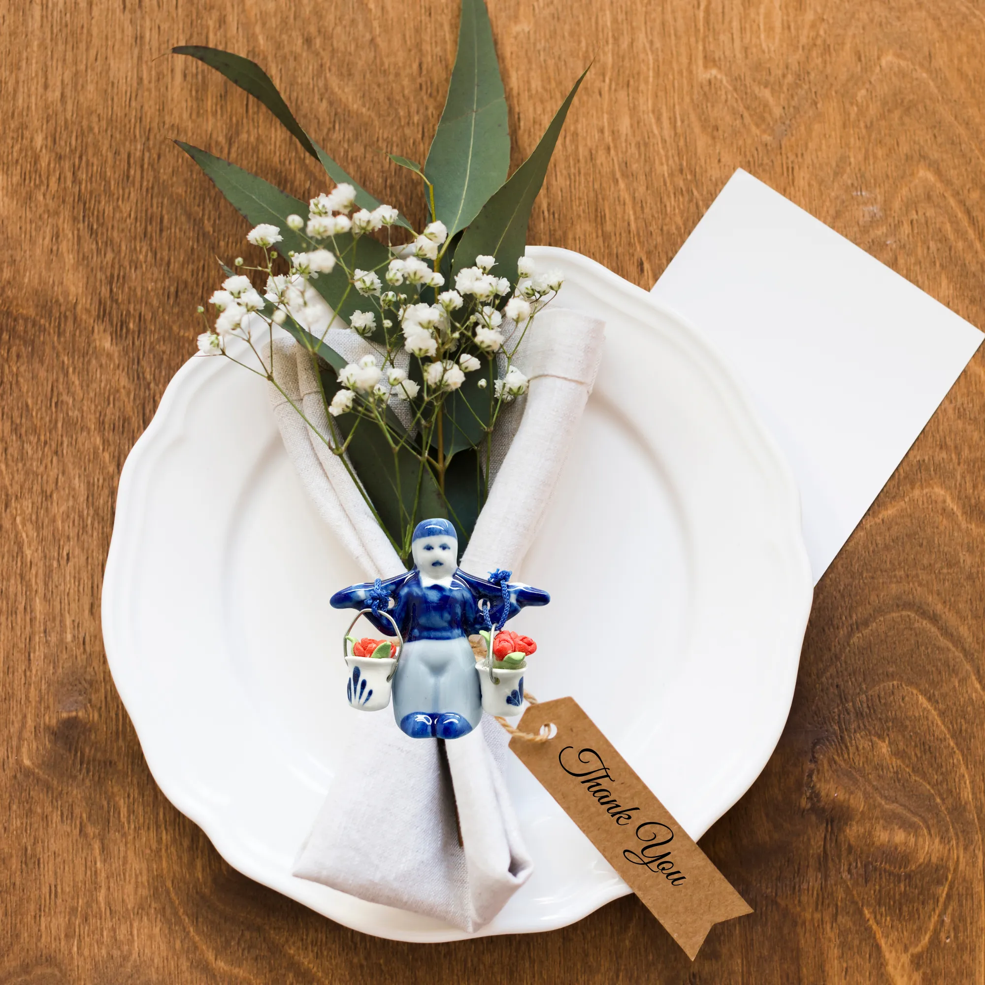 Dutch Magnetic Delft Boy with Tulips