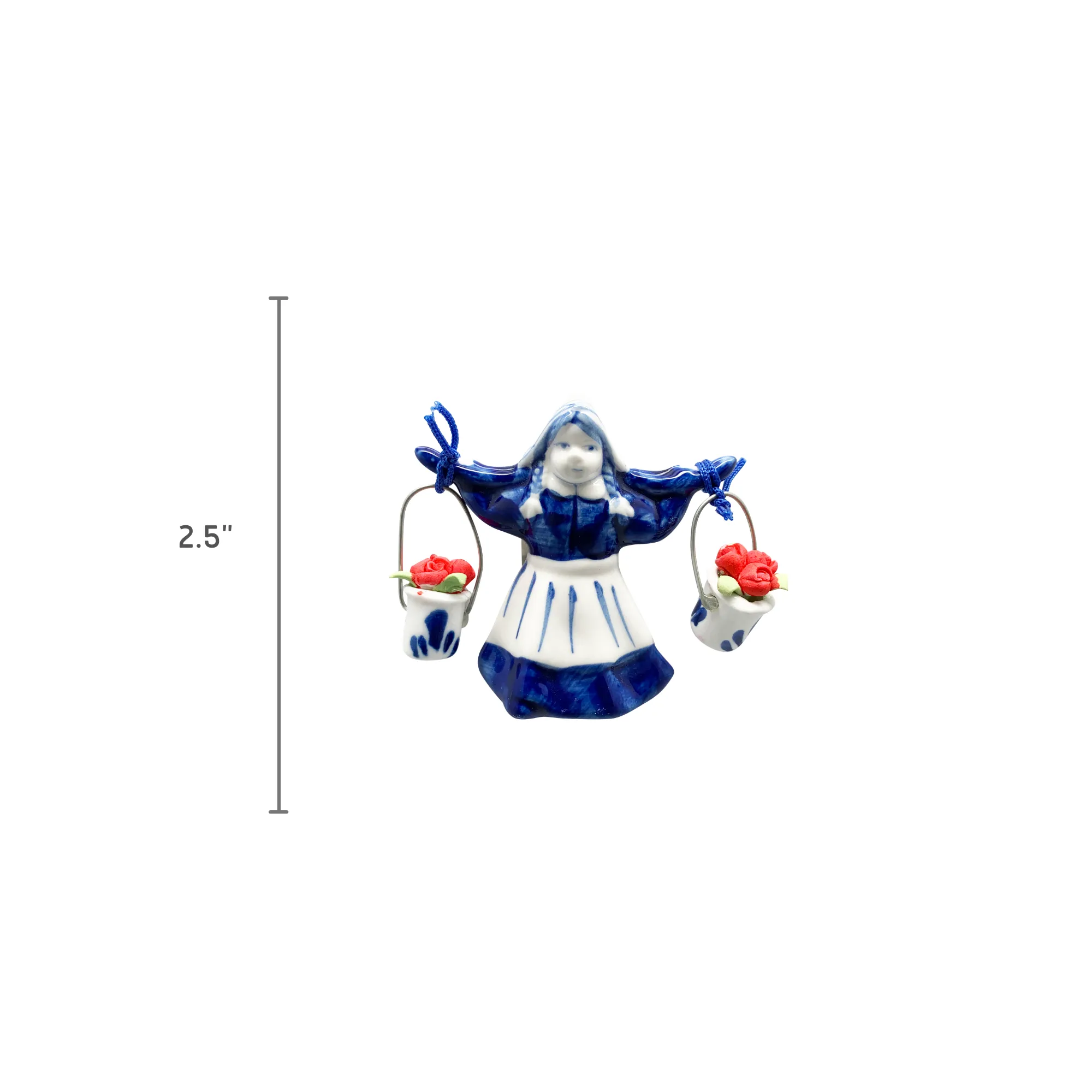 Dutch Magnetic Delft Girl with Tulips