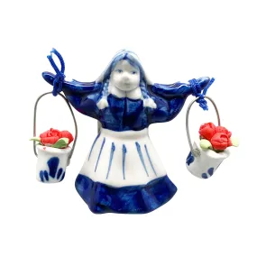 Dutch Magnetic Delft Girl with Tulips