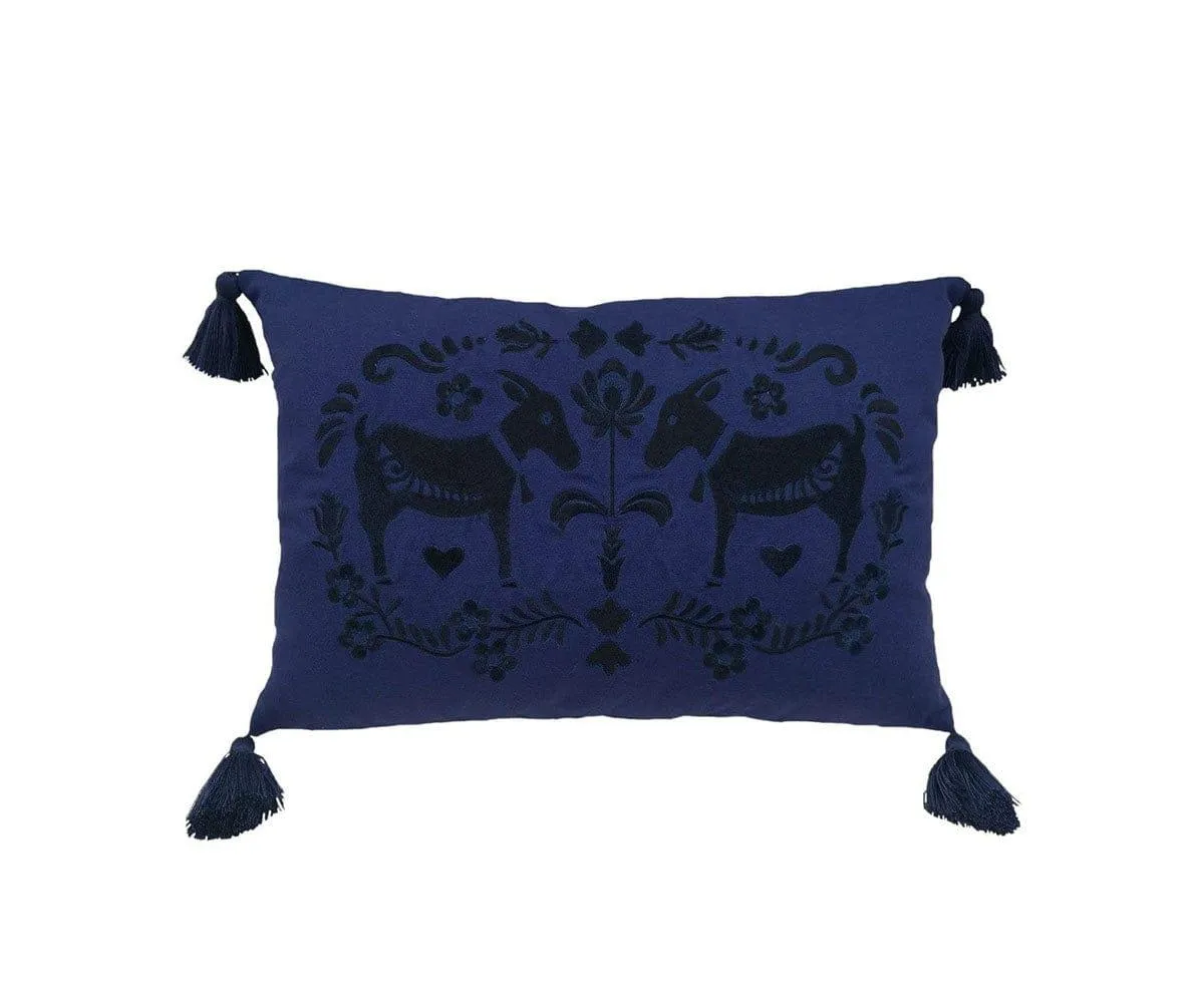 Embroidered Billy Goat Lumbar Pillow Cover