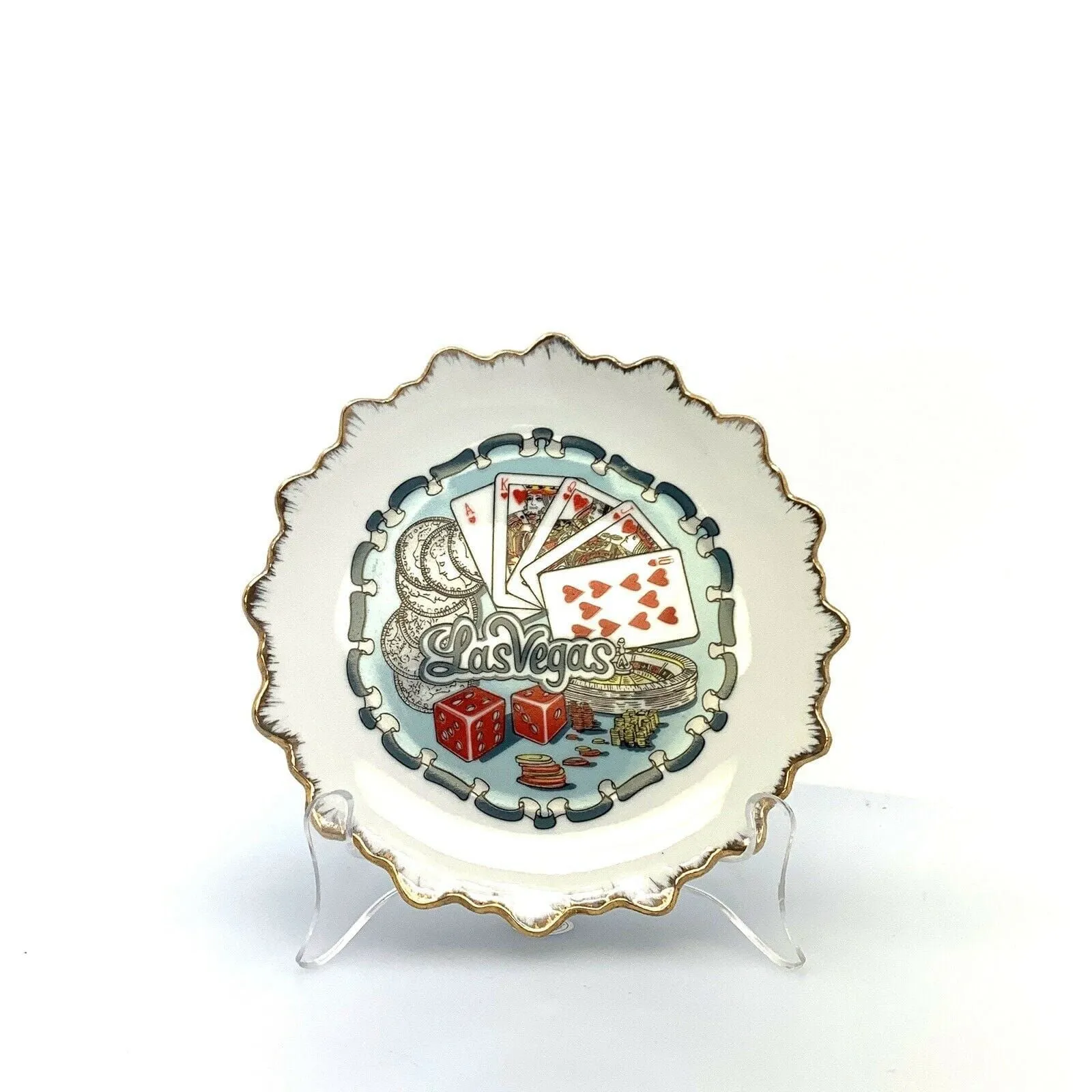 Exquisite City Of Las Vegas Souvenir Collectible Plate - 8" White Ceramic