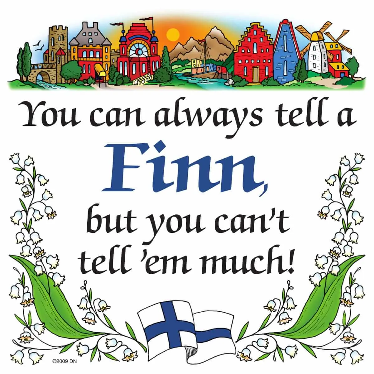 Finnish Souvenirs Magnet Tile: (Tell A Finn)