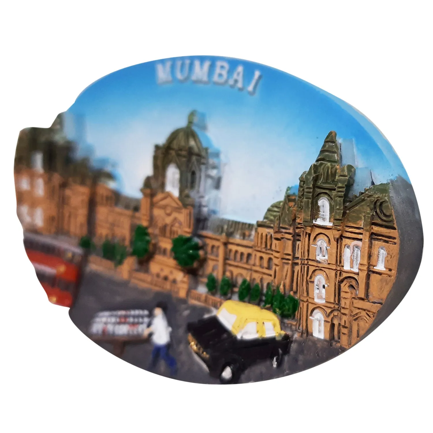 Fridge Magnet Mumbai VT Oval in Resin