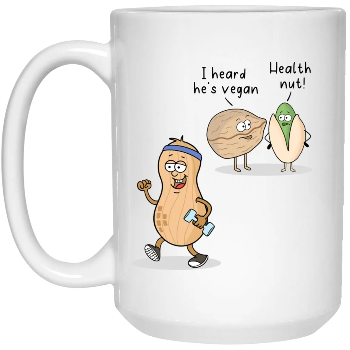 Funny Health Nut Mug Cartoon Coffee Cup Peanut Cartoon for Vegan