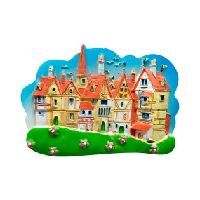 German Village Scene Kitchen Magnet