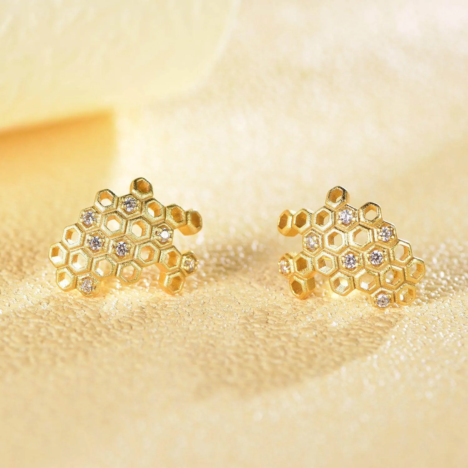 Gold Honeycomb With Honey Earrings LifeWithMaK’s Honeycomb Bee Kind Jewelry Collection