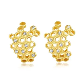 Gold Honeycomb With Honey Earrings LifeWithMaK’s Honeycomb Bee Kind Jewelry Collection