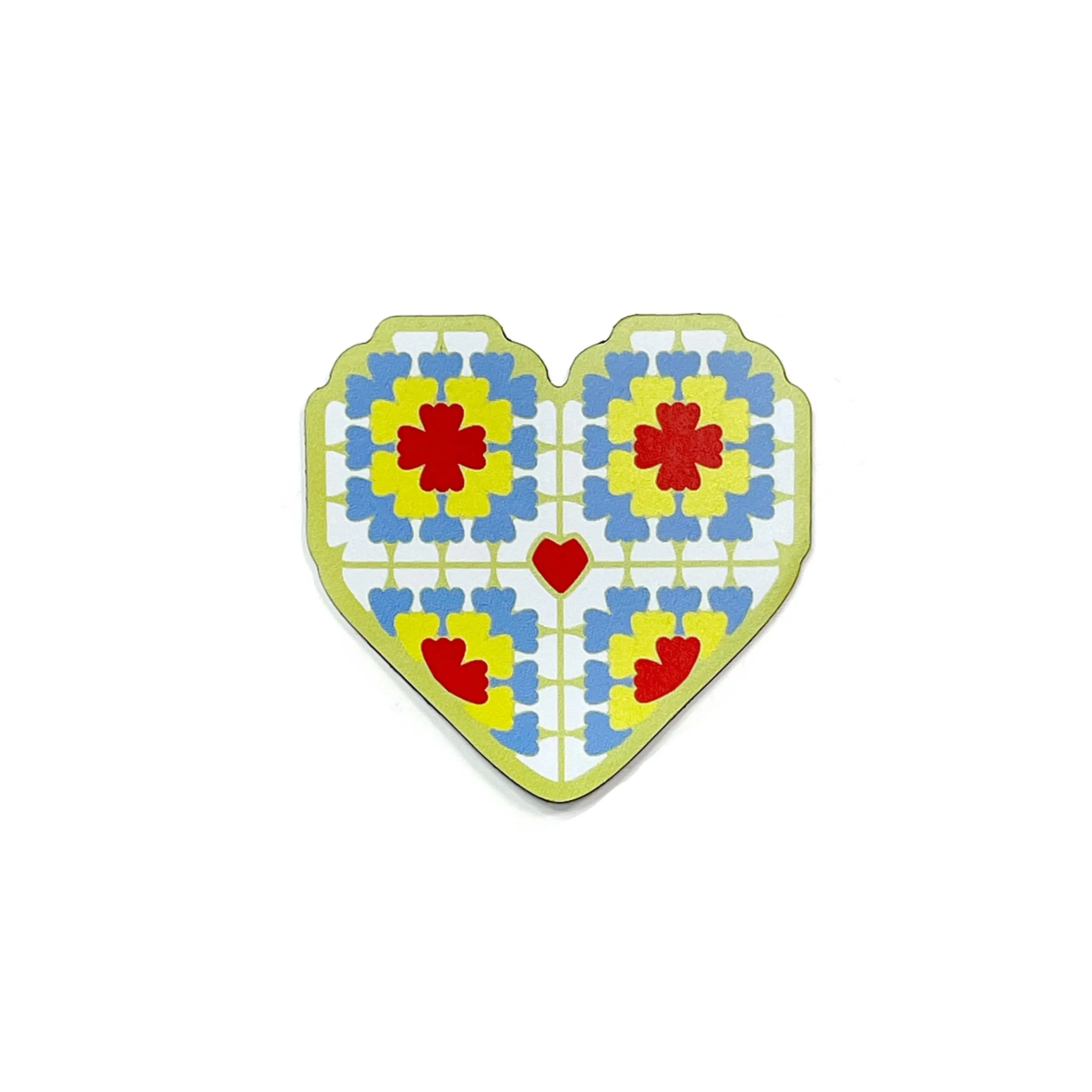 Granny square heart magnet