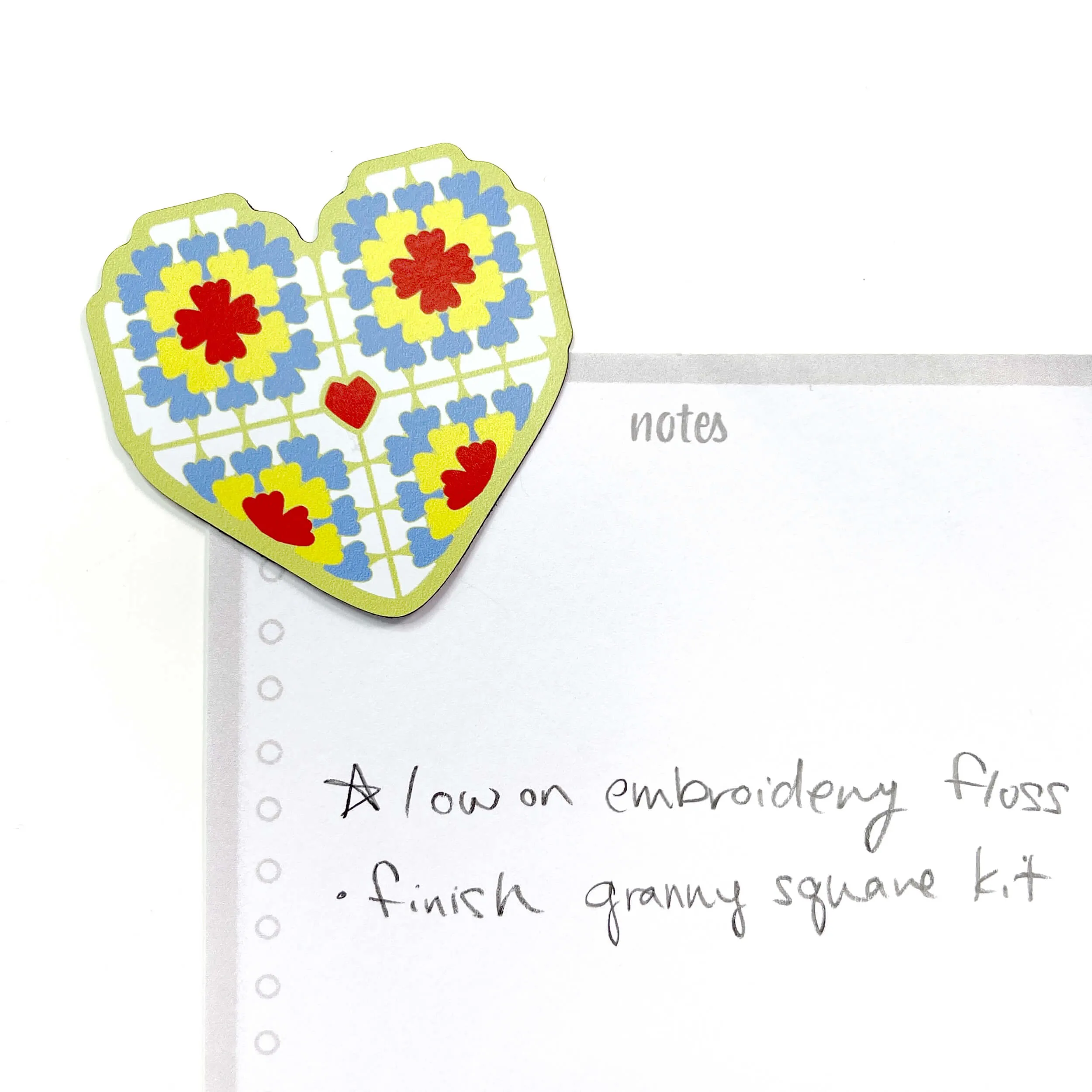 Granny square heart magnet