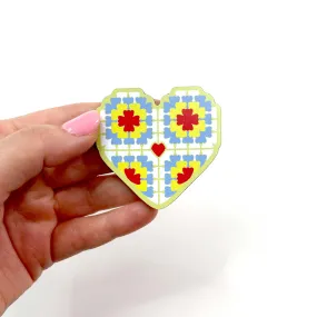 Granny square heart magnet